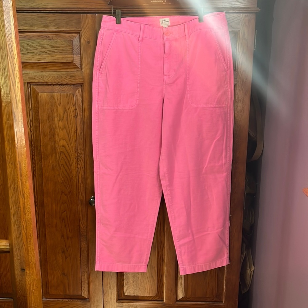 Nwt jcrew foundry garment dyed hot pink pants 14